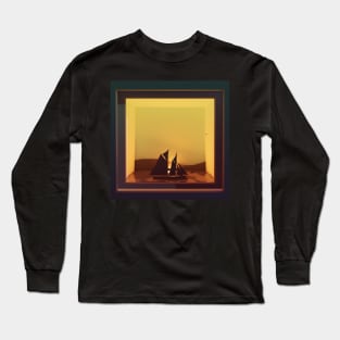 Tall ship papercut style artwork Long Sleeve T-Shirt